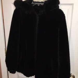 Gallery Faux Fur Black Coat